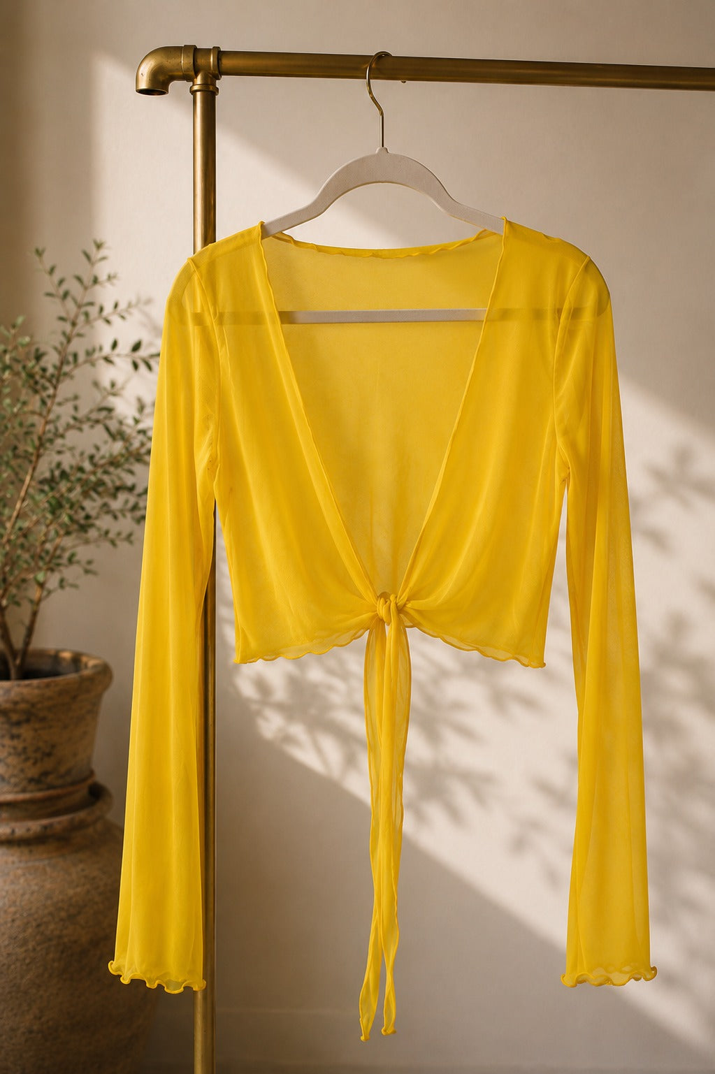 Maré Mesh Top — Sunlit Yellow